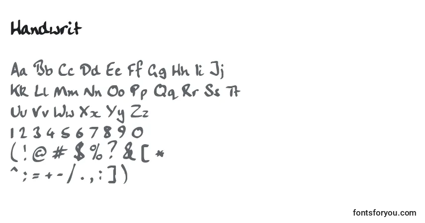 Czcionka Handwrit – alfabet, cyfry, specjalne znaki