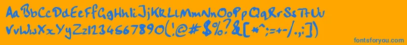 フォントHandwrit – オレンジの背景に青い文字