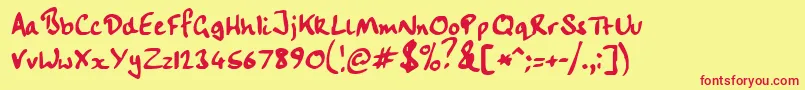 Fonte Handwrit – fontes vermelhas em um fundo amarelo