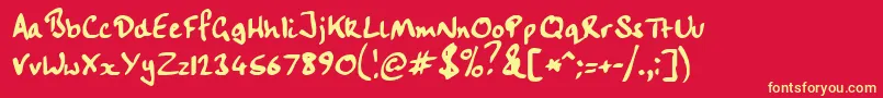 Handwrit Font – Yellow Fonts on Red Background
