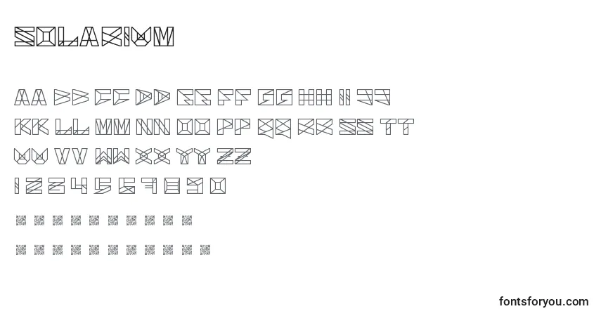 Fuente Solarium - alfabeto, números, caracteres especiales
