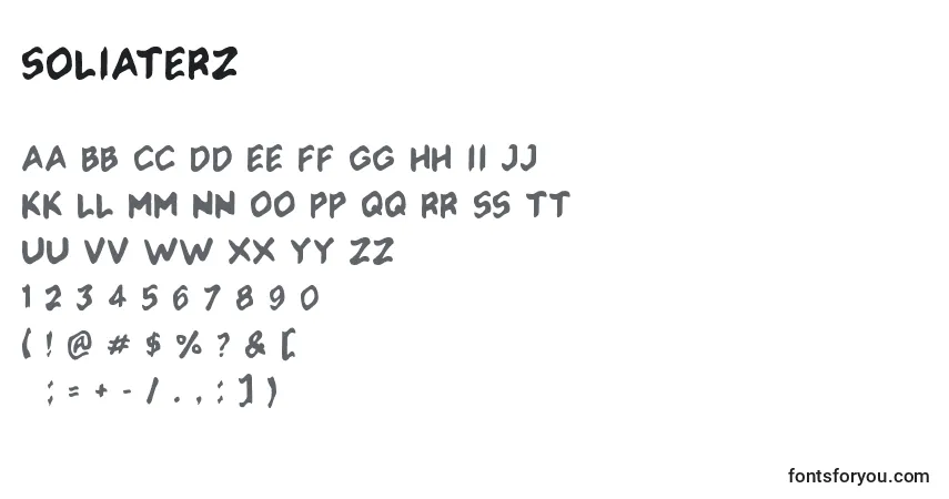 Soliaterz-fontti – aakkoset, numerot, erikoismerkit