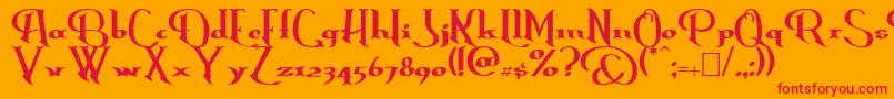 フォントErasmus – オレンジの背景に赤い文字