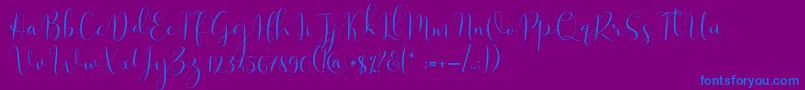フォントSolidar Light – 紫色の背景に青い文字