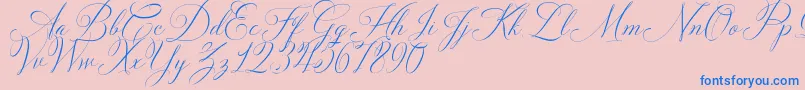 Fonte Solidaritha Script – fontes azuis em um fundo rosa