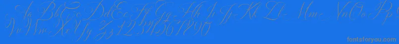 フォントSolidaritha Script – 青い背景に灰色の文字