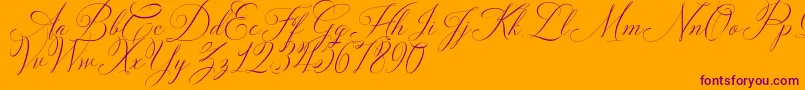 Solidaritha Script-Schriftart – Violette Schriften auf orangefarbenem Hintergrund