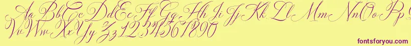 Solidaritha Script-Schriftart – Violette Schriften auf gelbem Hintergrund