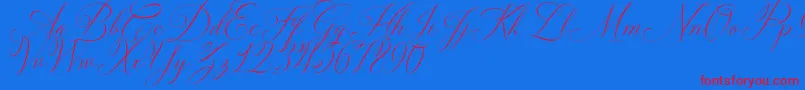 Solidaritha Script-Schriftart – Rote Schriften auf blauem Hintergrund