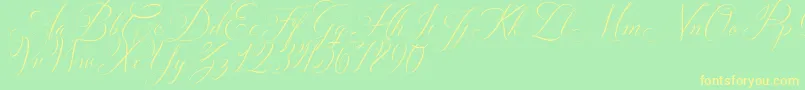 フォントSolidaritha Script – 黄色の文字が緑の背景にあります