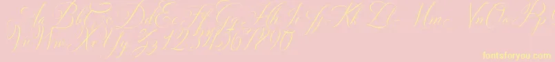 Solidaritha Script-fontti – keltaiset fontit vaaleanpunaisella taustalla