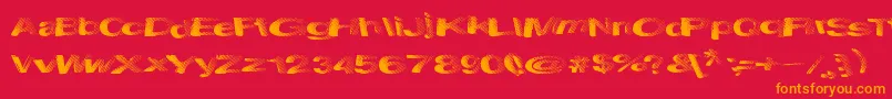 SolidWaste-Schriftart – Orangefarbene Schriften auf rotem Hintergrund