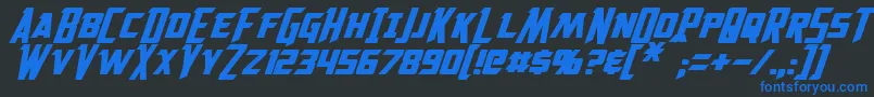 Police Solitarium Oblique – polices bleues sur fond noir