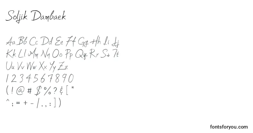 Czcionka Soljik Dambaek – alfabet, cyfry, specjalne znaki