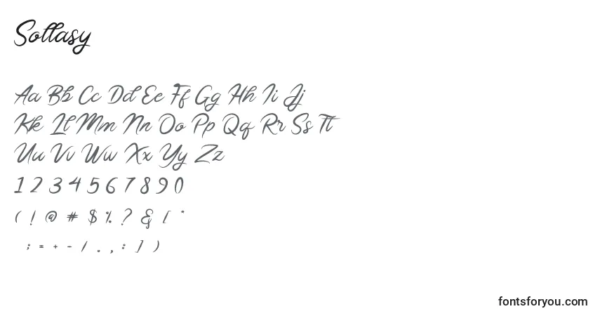 Czcionka Sollasy – alfabet, cyfry, specjalne znaki