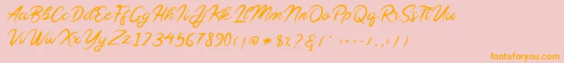 Sollasy-Schriftart – Orangefarbene Schriften auf rosa Hintergrund