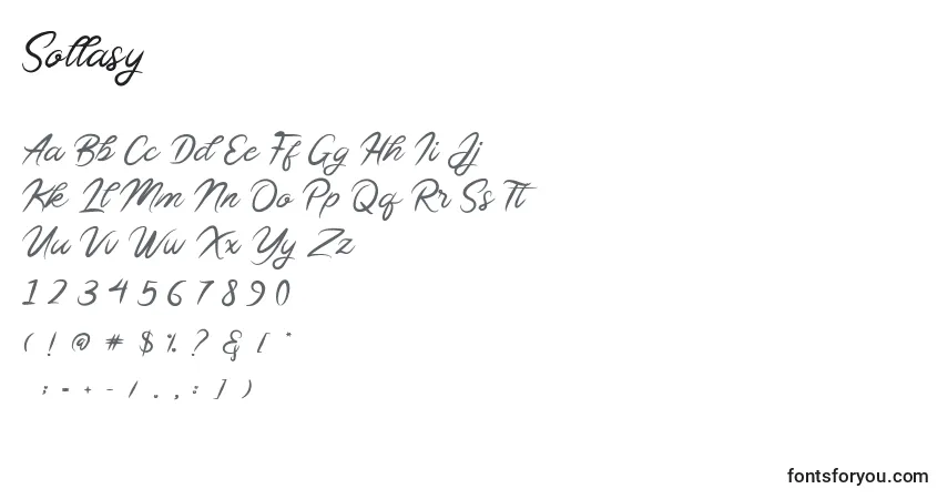 Schriftart Sollasy (141374) – Alphabet, Zahlen, spezielle Symbole