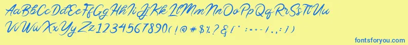 Sollasy Font – Blue Fonts on Yellow Background