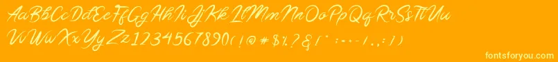 Sollasy-Schriftart – Gelbe Schriften auf orangefarbenem Hintergrund