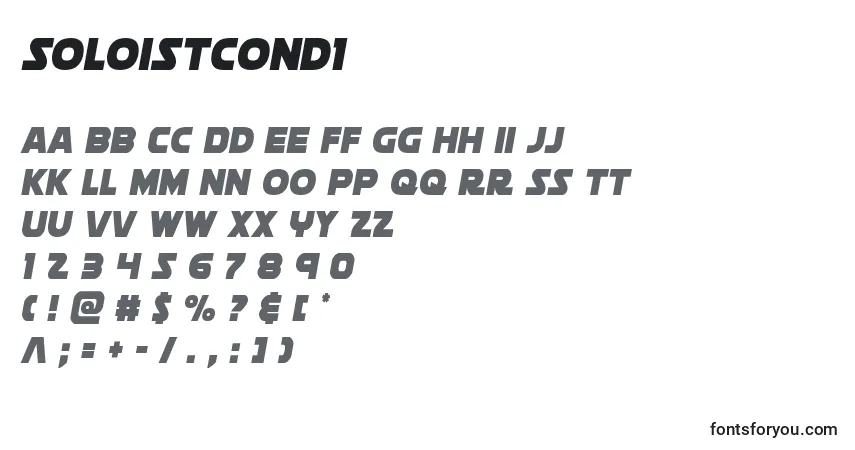 A fonte Soloistcond1 – alfabeto, números, caracteres especiais