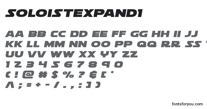 Czcionka Soloistexpand1 – alfabet, cyfry, specjalne znaki