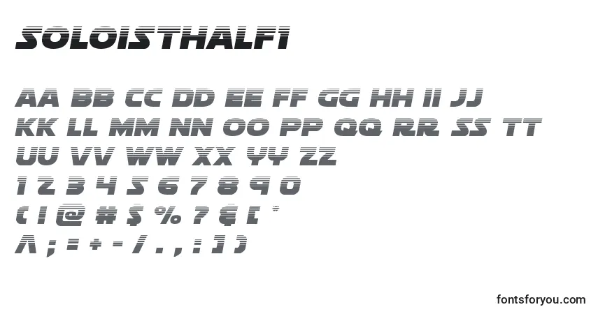 Czcionka Soloisthalf1 – alfabet, cyfry, specjalne znaki
