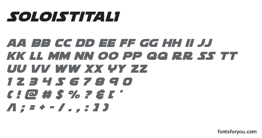 Шрифт Soloistital1 – алфавит, цифры, специальные символы