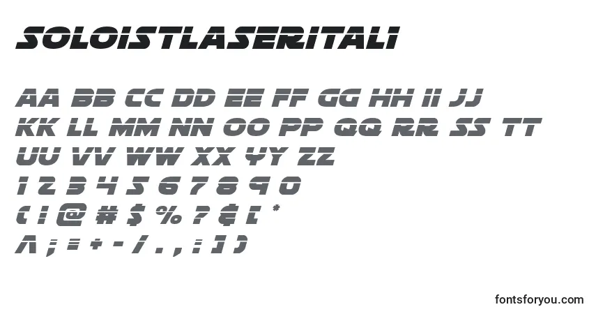 Czcionka Soloistlaserital1 – alfabet, cyfry, specjalne znaki