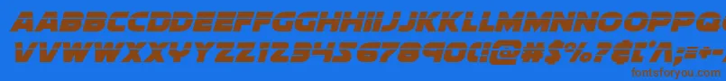 soloistlaserital1フォントについての詳細 フォントsoloistlaserital1 – 茶色の文字が青い背景にあります。