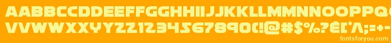 soloiststraight1-Schriftart – Gelbe Schriften auf orangefarbenem Hintergrund