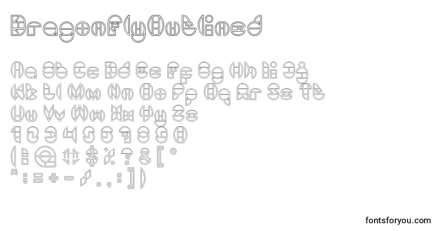 A fonte DragonFlyOutlined – alfabeto, números, caracteres especiais