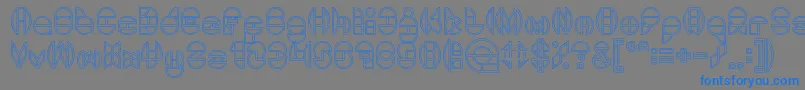 Czcionka DragonFlyOutlined – niebieskie czcionki na szarym tle