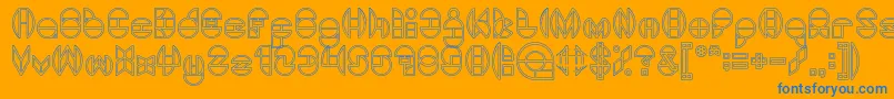 Fonte DragonFlyOutlined – fontes azuis em um fundo laranja