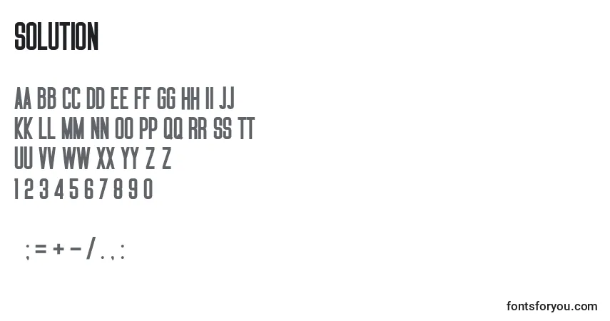 Czcionka SOLUTION – alfabet, cyfry, specjalne znaki