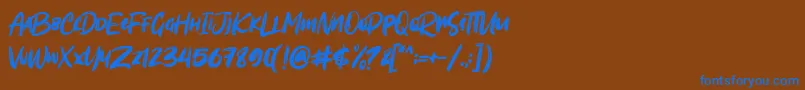 Шрифт Sombori demo – синие шрифты на коричневом фоне