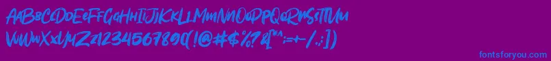 Sombori demo-Schriftart – Blaue Schriften auf violettem Hintergrund