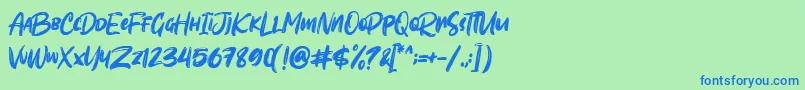 Шрифт Sombori demo – синие шрифты на зелёном фоне