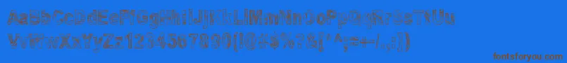 フォントSome Distant Memory – 茶色の文字が青い背景にあります。