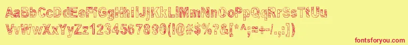 Some Distant Memory-Schriftart – Rote Schriften auf gelbem Hintergrund