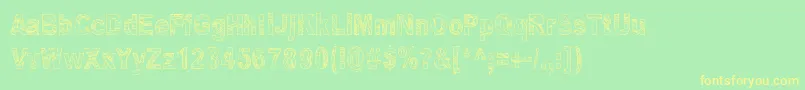 フォントSome Distant Memory – 黄色の文字が緑の背景にあります