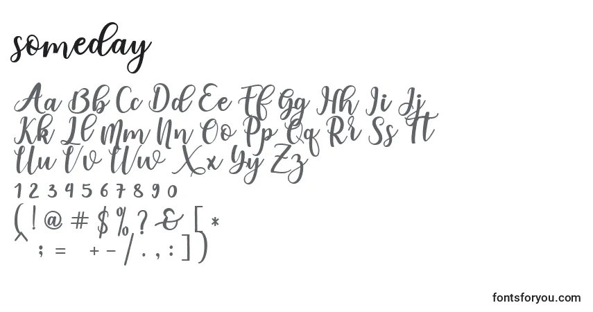 Schriftart Someday (141398) – Alphabet, Zahlen, spezielle Symbole