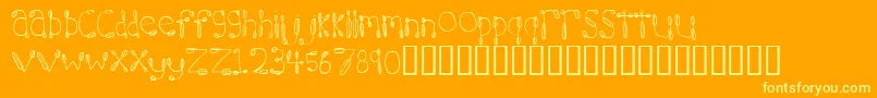 7hours-Schriftart – Gelbe Schriften auf orangefarbenem Hintergrund