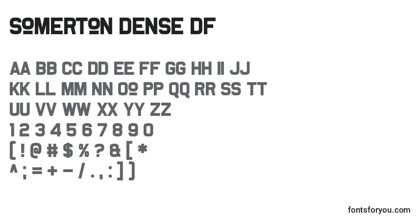 Шрифт Somerton Dense df – алфавит, цифры, специальные символы
