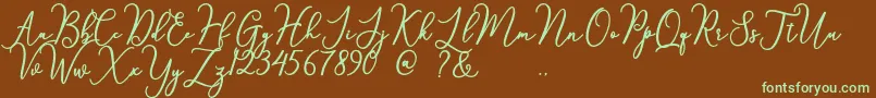 フォントsomething – 緑色の文字が茶色の背景にあります。