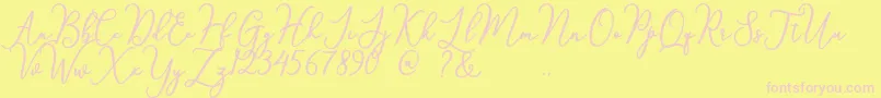 something-Schriftart – Rosa Schriften auf gelbem Hintergrund