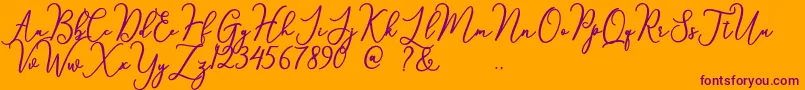 something-Schriftart – Violette Schriften auf orangefarbenem Hintergrund