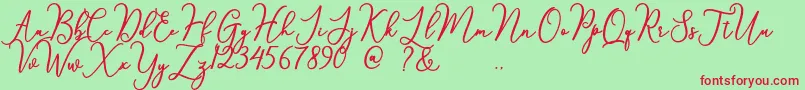 something-Schriftart – Rote Schriften auf grünem Hintergrund