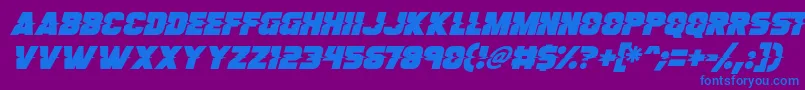 フォントSon Of A Glitch Italic – 紫色の背景に青い文字