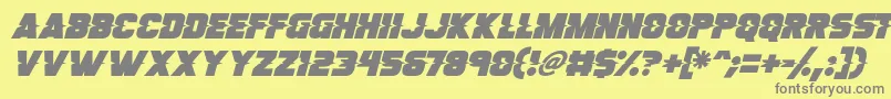 フォントSon Of A Glitch Italic – 黄色の背景に灰色の文字