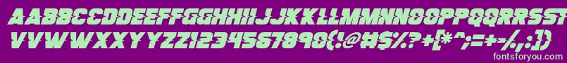 Fonte Son Of A Glitch Italic – fontes verdes em um fundo violeta